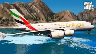 ПОСАДКА САМОЛЕТА НА ВОДУ В ГТА 5 - AIRBUS A380, AIRBUS A350 - ЭКСПЕРИМЕНТЫ В ГТА 5 - ГТА 5 МОДЫ