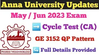 Anna university May / June 2023 Exam Updates
