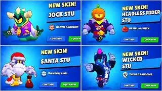 STU ALL SKINS UNLOCK ANIMATIONS | Brawlstars