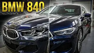 BMW 840, side impact. Body repair after an accident.