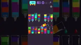 Cups - water sort puzzle | level 166 | ⭐️⭐️⭐️
