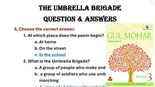 The Umbrella Brigade Poem Question Answer of Gulmohar Golden Jubilee Edition class 3