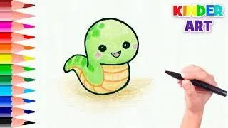 Как нарисовать змею поэтапно для детей | How to draw a cute snake
