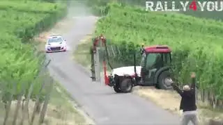 THAT WAS CLOSE!! #shorts #rally #wrc #tractor #crash #nearmiss