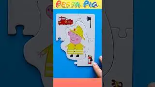 Peppa Pig Firefighter - solving jigsaw puzzle for children with Peppa Pig  #shorts