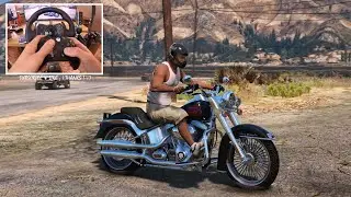 Harley-Davidson Softail Deluxe - GTA V | Logitech G29 🔥 When GTA VI ? Who waiting?