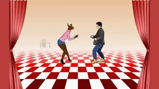 Танец коровы и человека. Анимация. Dance of a cow and a man. Animation.