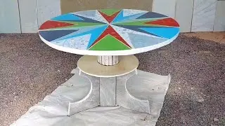 Creative garden coffee table with your own hands made of cement and special ceramic tiles #12!