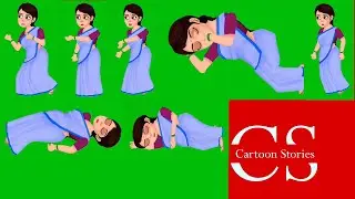 Green Screen Cartoon Village Woman | Village Woman Green Screen Animation |  No Copyright | Part 16