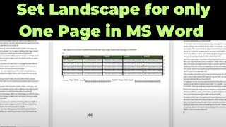 How to Set Landscape in Word for One Page? || One Page to Landscape while the rest in Portrait mode