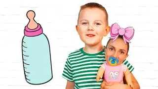 Wow Max pretends to be a parent with Nastya doll