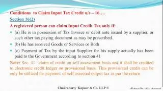 Sec 16 CGST Act Input Tax Credit – Eligibility and Conditions. Explained in easy words