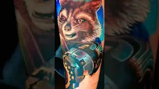 татуировка ракета из стражей галактики #shorts #tattoo #tatoo #rockettattoo #rocket #racoontattoo