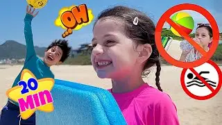 Mimi e Julinha brincam e aprendem REGRAS DE CONDUTA na PRAIA - Learn Rules of Conduct for Children