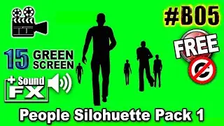 People Silohuette Walking and Runing Green Screen 3D