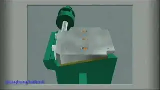 Punching machine animation with adjustable bed