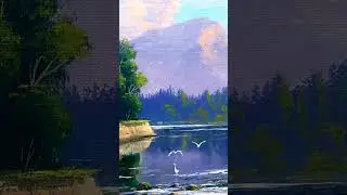 Beautiful River Painting / JMLisondra #painting #acrylicpainting #shorts #landscape #nature