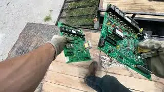 Taking apart transformer box - Lots of copper wire in this thing