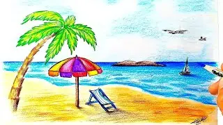Кашидани расми Табиат Тобистон | Manzara rasmini chizish | How to draw scenery of Sumner season