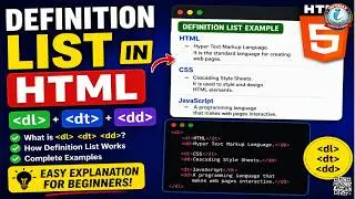 HTML Definition List Tutorial | dl, dt & dd Tags in HTML for Beginners