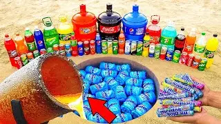 EXPERIMENT: Big Toothpaste Eruption from Giant Coca-Cola Rocket, Mtn Dew, Fanta, Cola and Mentos