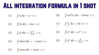 Integration Formulae | class 12 | iit jee | All integration formulae in one shot | Must watch |