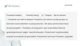 Java thread | Makine Dili Akademi