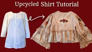 How To Create a BEAUTIFUL Romantic Vintage Top From a Plain White Shirt