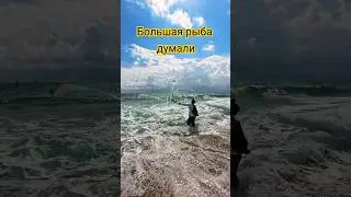 Большие волны 🌊 были в Турции на пляже Клеопатра, а тут рыбак с сетью 🤣 
