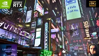 [8K60FPS] Neon Town - 3d Environment Render | Unreal Engine 5