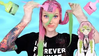 I have a secret! 🤫 Dyeing Pink to Green Ombre Hair - like Mitsuri from Demon Slayer 🌸