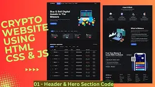 Create a Responsive Crypto Website using HTML CSS JavaScript with Source Code| Header & Hero Section