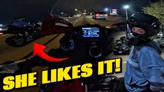 NIGHT RIDE WITH BIKER GIRL ON MY NEW BIKE…