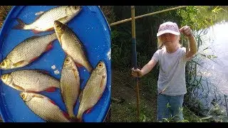 5-year-old girl is fishing