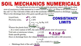 soil mechanics numerical | consistency limits numerical | soil mechanics solved problem | GATE civil