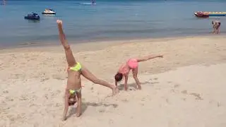 Gymnastics on the beach in Thailand