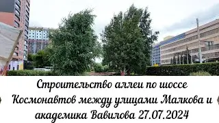 Строительство аллеи по шоссе Космонавтов между улицами Малкова и академика Вавилова 27 07 2024