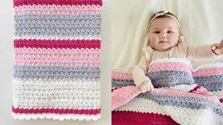 How to Crochet the Mixed Stripe Flower Stitch Baby Blanket