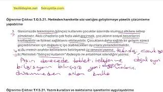 5.Sınıf Türkçe 1.Dönem 1.Yazılı