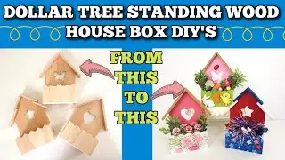 Stand up wood house box diy made with mostly dollar tree items
