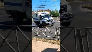Police siren yelp, horn, flashing lights