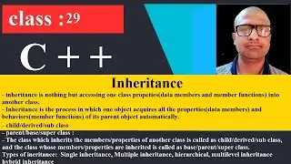 29 Single Inheritance Multiple Inheritance zoom | C++ Programming Tutorial for beginners | cpp | C p