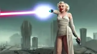 Stable Diffusion work - Marilyn Monroe with lightsaber as a Jedi
