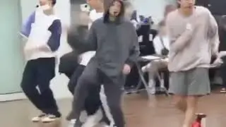 jimin was tying his shoes but moved so smoothly along with the others