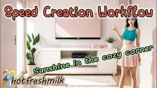 Sunshine in the cozy corner | Speed Creation Workflow | Krita+Photoshop