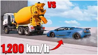 BeamNG Drive | Lamborghini Gallardo VS Man 1,200 km\h (#14) | beamng drive crashes | car torture