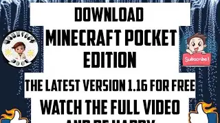 How to download the latest version of Minecraft Pocket Edition 1.16 for free. Watch Full tutorial.