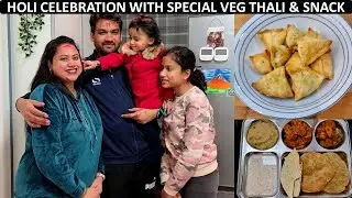 Holi Celebration Vlog | Festival Special Veg Thali in 60 Mins | Snow Holi in UK