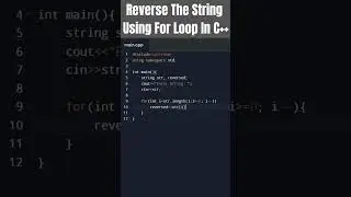 How to Reverse A String Using For Loop in c++
