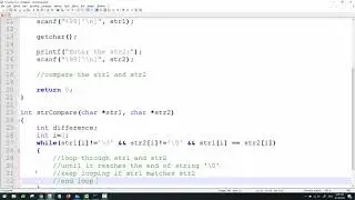 Strings comparing without strcmp function in C Programming Tutorial for Beginners